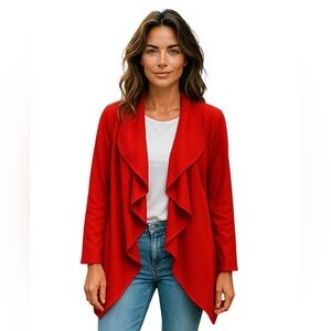 Calvin Klein Women’s Red Size 12P Ruffle Front Blazer